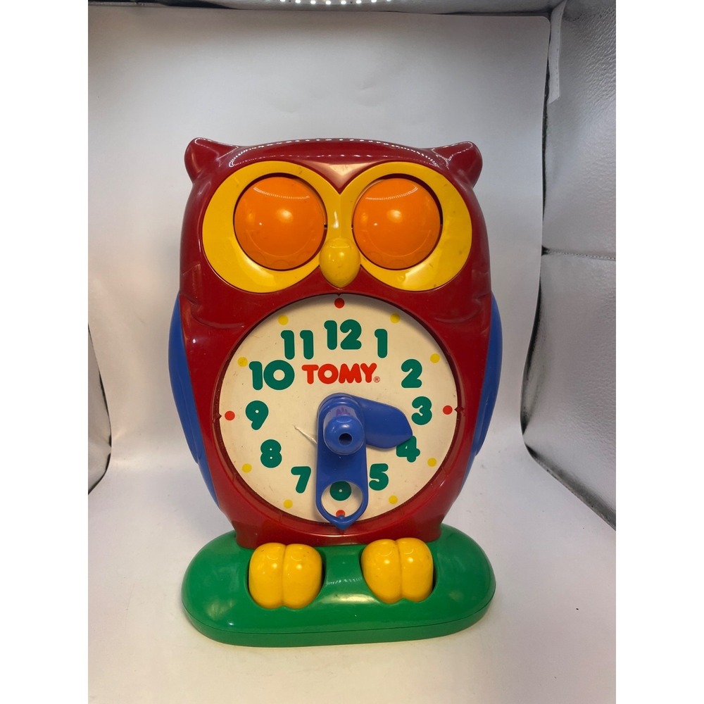 VTG Tomy '90 Owl Clock Kid's Educational Toy Learning to Tell Time WORKS Video